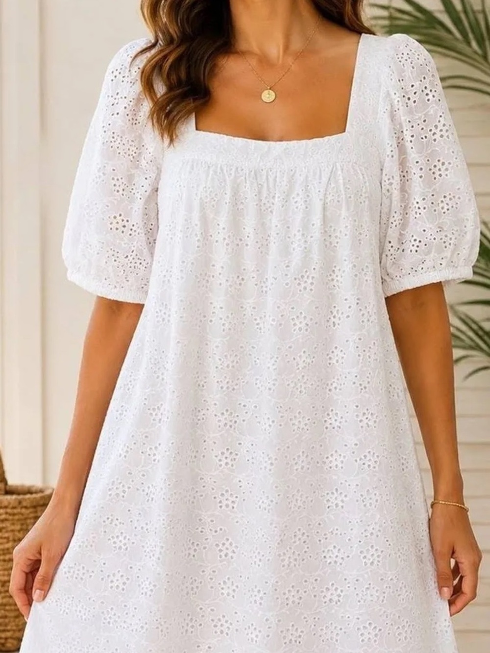 Vineyard Vines Serena Eyelet Dress White Cap Puff Sleeve Cotton Mini Dress M